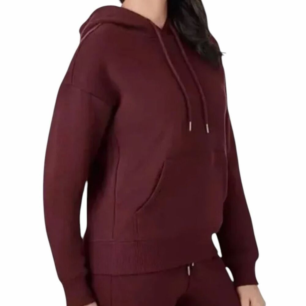 Member's Mark Women's Long Sleeve Relaxed Fit Fleece Hoodie - Black Crimson Size